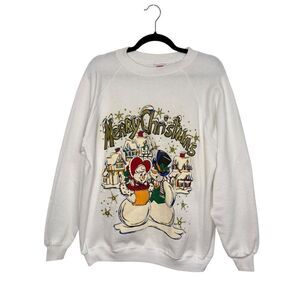 Vtg Frosty the Snowman Merry Christmas Women’s XL Sweatshirt White Hanes 90s